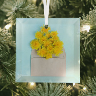 Ornement En Verre Fleurs   Dandelions dans l'enveloppe