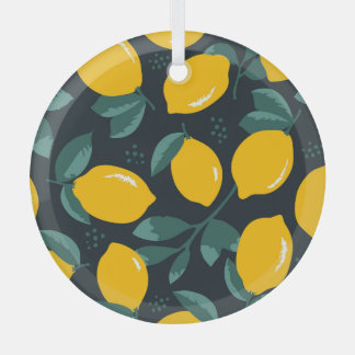 Ornement En Verre Fleurs de citrons, Texture d'été Vintage.