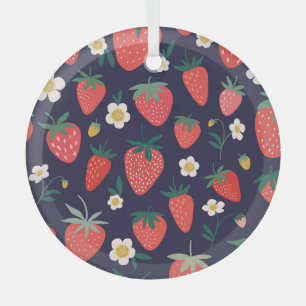 Ornement En Verre Fleurs de fraises et fruits : Motif décoratif