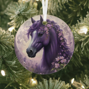 Ornement En Verre Fleurs de lune de cheval pourpres, Imaginaire