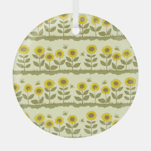 Ornement En Verre Fleurs de soleil, abeilles, motif mignon sans soud