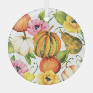 Ornement En Verre Fleurs de soleil citrouilles : Aquarelle Motif des