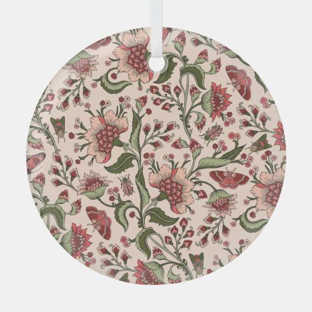 Ornement En Verre Fleurs d'Imaginaire Paisley main tiré (Recto)