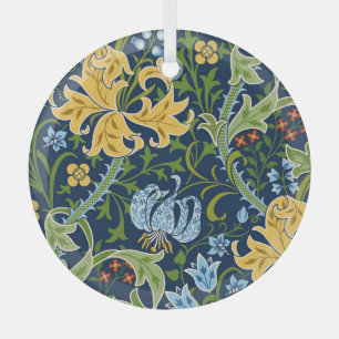 Ornement En Verre Fleurs florales : Vert foncé Vintage
