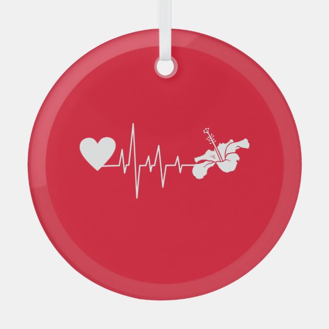 Ornement En Verre Fleurs - Hibiscus Plante (Recto)