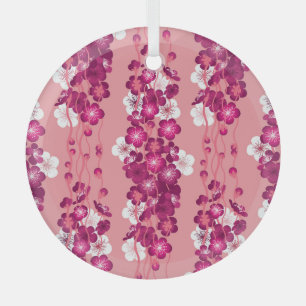 Ornement En Verre Fleurs roses roses : arrière - plan sans soudure.