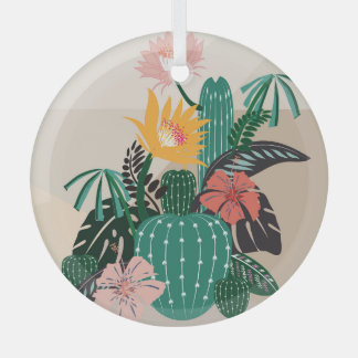 Ornement En Verre Floraison botanique : Cactus Art Vintage.