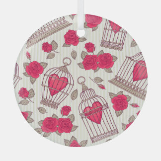 Ornement En Verre Floral Bird Cages Rose Motif
