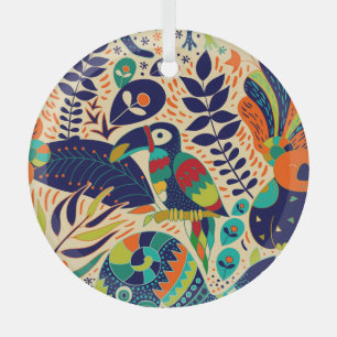 Ornement En Verre Floral Jaune : Papier peint Tropical