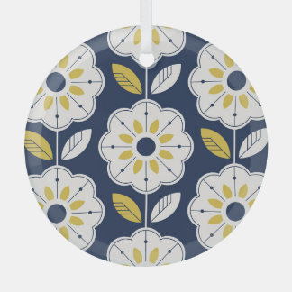 Ornement En Verre Floral style scandinave Motif sans couture