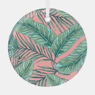 Ornement En Verre Flore de la jungle tropicale : Palm Feuille Motif