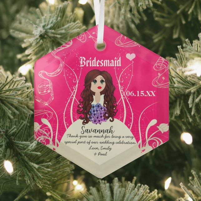 Ornement En Verre Flower Girl ou Bridesmaid Mariage Keepsaké (Insitu)
