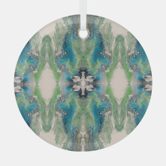 Ornement En Verre Fluide Artistique Abstrait en Aqua et Vert