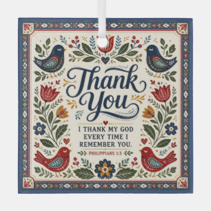 Ornement en verre Folk Art Merci
