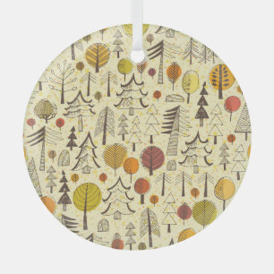 Ornement En Verre Forêt d'automne : Motif graphique transparent.