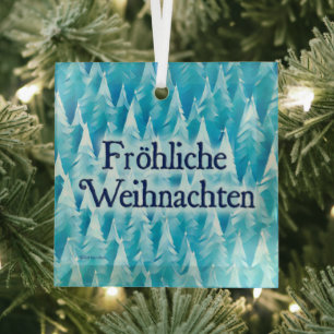 Ornement En Verre Forêt Fractale Bleue - Fröhliche Weihnachten