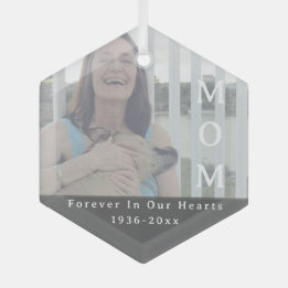 Ornement En Verre FOREVER dans nos coeurs Mémorial Photo Maman