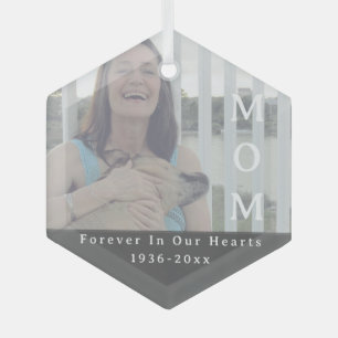 Ornement En Verre FOREVER dans nos coeurs Mémorial Photo Maman