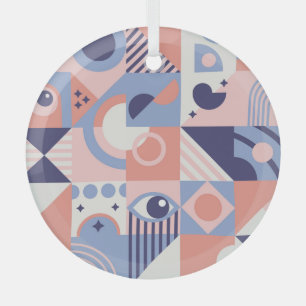 Ornement En Verre Formes carrés : Mosaïque Abstraite géométrique