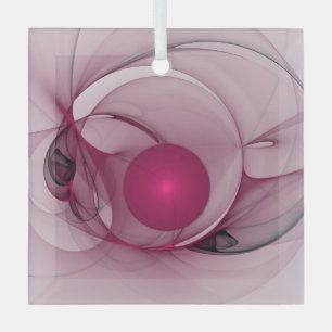 Ornement En Verre Fractale Balançant, Art Abstrait Moderne Rose de B