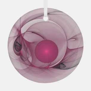 Ornement En Verre Fractale Balançant, Art Abstrait Moderne Rose Frui