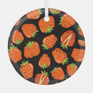 Ornement En Verre Fraises Noir : Texture Vintage sans fil