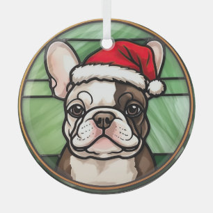 Ornement En Verre French Bulldog Vitrail Christmas