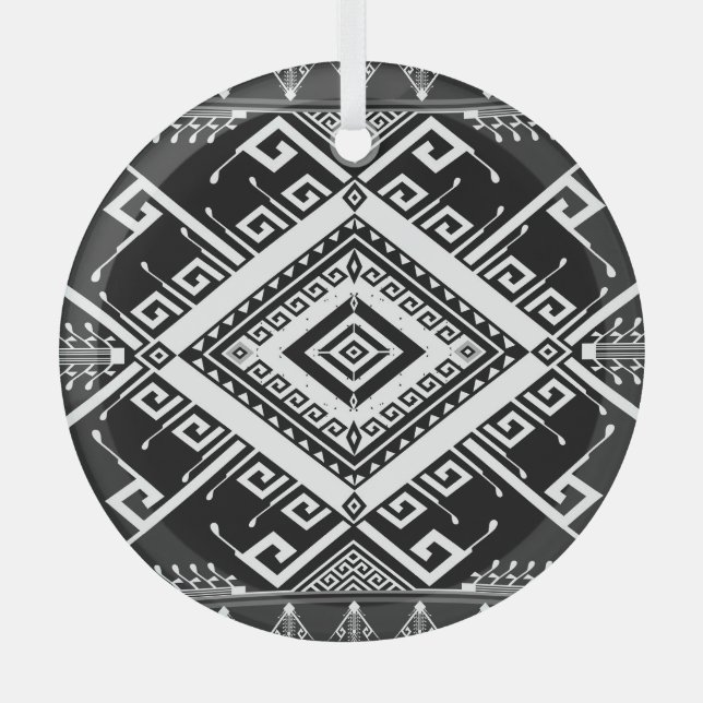 Ornement En Verre Frontière indienne géométrique ethnique, abstraite (Recto)