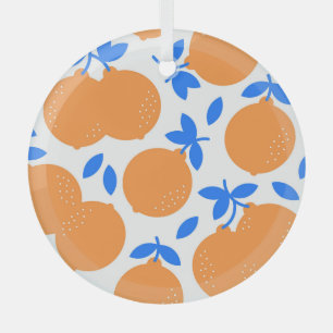 Ornement En Verre Fruit orange : Motif exquis bleu-bracelet.