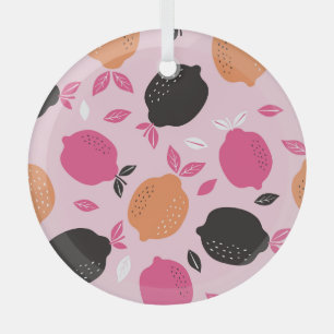 Ornement En Verre Fruits d'agrumes, motif textile vintage.