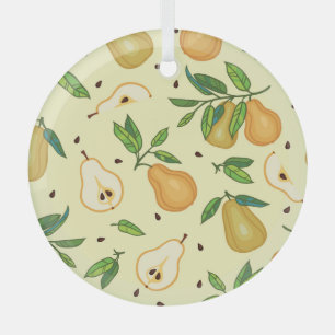 Ornement En Verre Fruits de poires jaunes : Illustration Vintage.