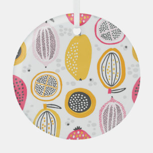 Ornement En Verre Fruits exotiques tirés à la main : été Vintage