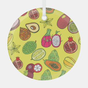 Ornement En Verre Fruits exotiques tropicaux Motif à main