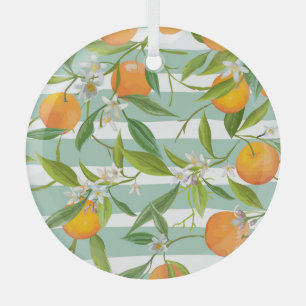 Ornement En Verre Fruits Orange Floral : Vintage sans couture.