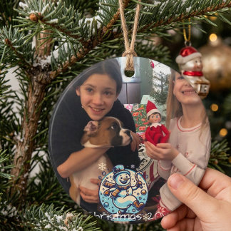 Ornement En Verre FUN BLEU&BLANC ajouter votre PHOTO BONHOMME DE NEI