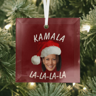 Ornement En Verre Funny Kamala Harris Face Santa Hat Noël