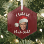 Ornement En Verre Funny Kamala Harris Face Santa Hat Noël<br><div class="desc">Funny Kamala Harris Face Santa Hat Noël</div>