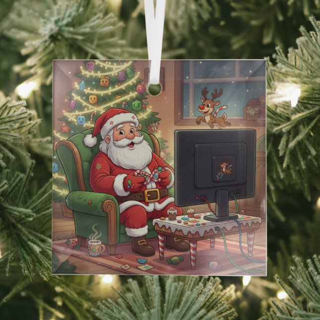 Ornement En Verre Gamer Santa Ornament (Insitu)