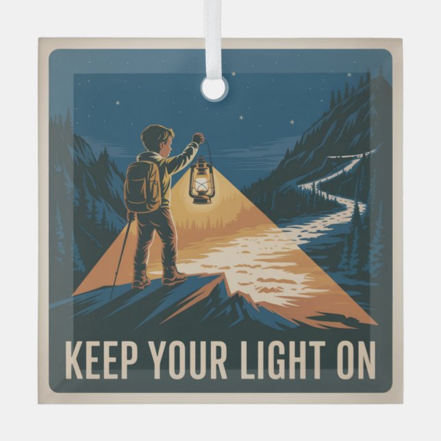 Ornement En Verre Gardez Votre Lumière Allumée (Recto)
