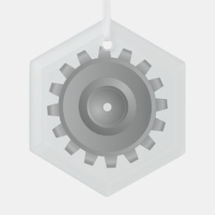 Ornement En Verre Gear gris