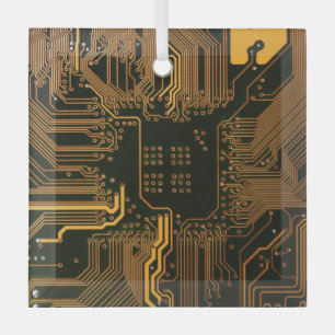 Ornement En Verre Geek Sortie carte circuit électronique orange PCB