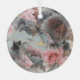 Ornement En Verre Géométrie en cristal floral, fond lumineux aquarel