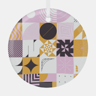 Ornement En Verre Géométrie Scandinave : Oeuvre Artisanale Dessinée
