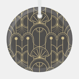 Ornement En Verre Géométrique moderne : Lignes d'or Vintage