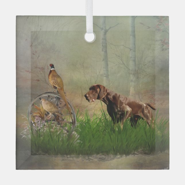 Ornement En Verre German Shorthaired Pointers (GSP)     (Recto)