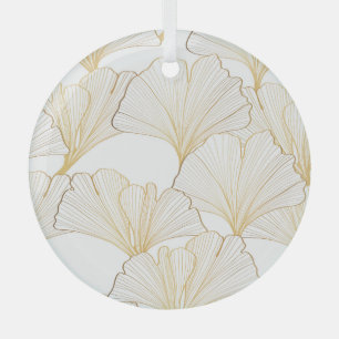 Ornement En Verre Ginkgo Gold : Arrangement de feuille luxueux