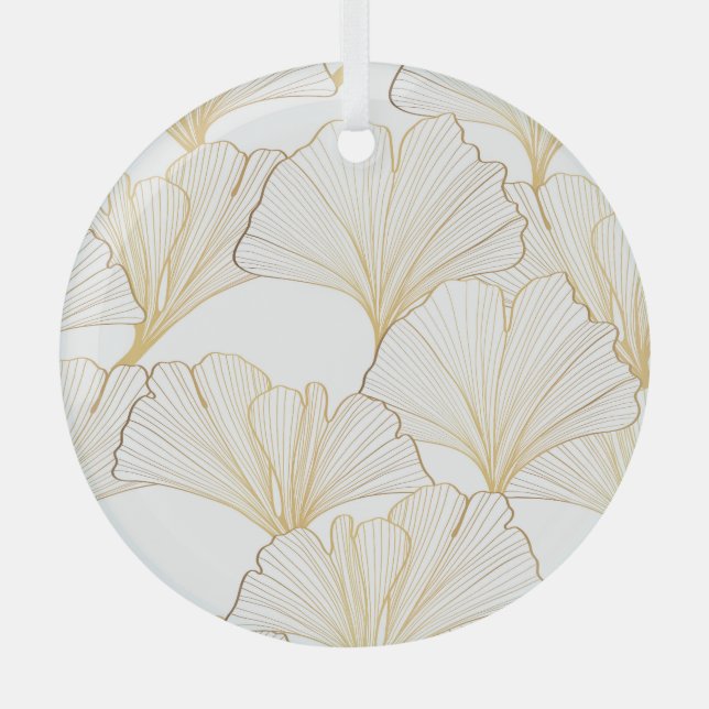 Ornement En Verre Ginkgo Gold : Arrangement de feuille luxueux (Recto)