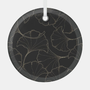Ornement En Verre Ginkgo Gold : Design Vintage de luxe