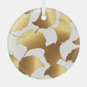 Ornement En Verre Ginkgo Gold : Design Vintage de luxe.
