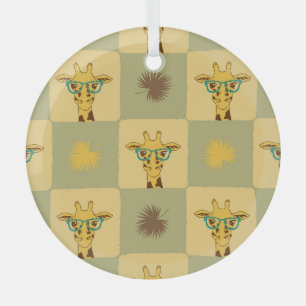 Ornement En Verre Giraffe Palm : Tropical Checked Print